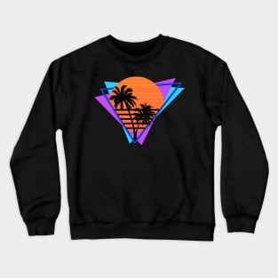 Retro 80s Tee Purple Blue Throwback Palm Tree Synthwave Tee Crewneck Sweatshirt